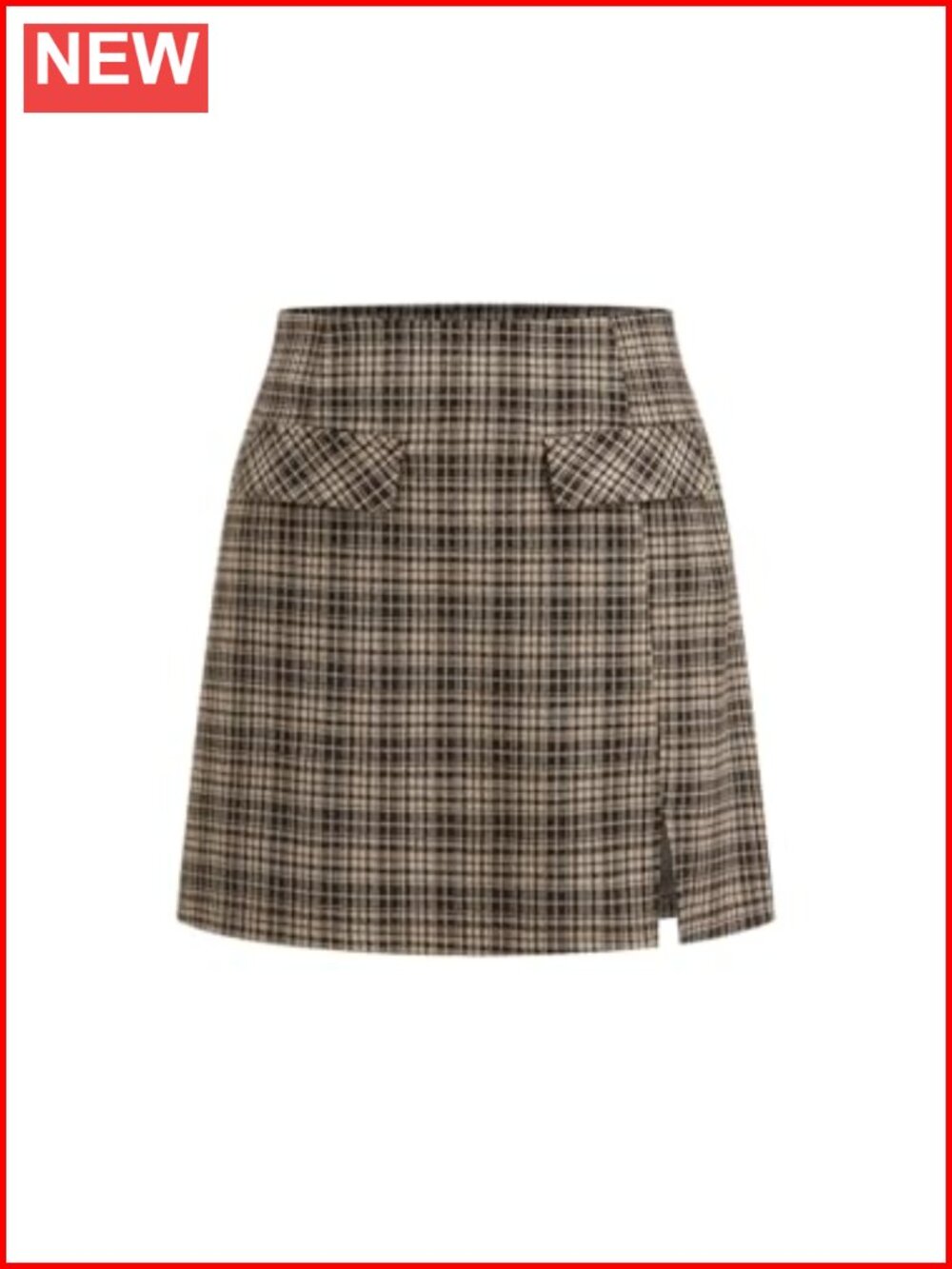 Plaid A-Line Mini Skirt High Waist Split Party Basic